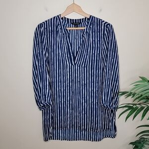 Banana Republic | Navy Cream Striped Tunic Blouse Size XS